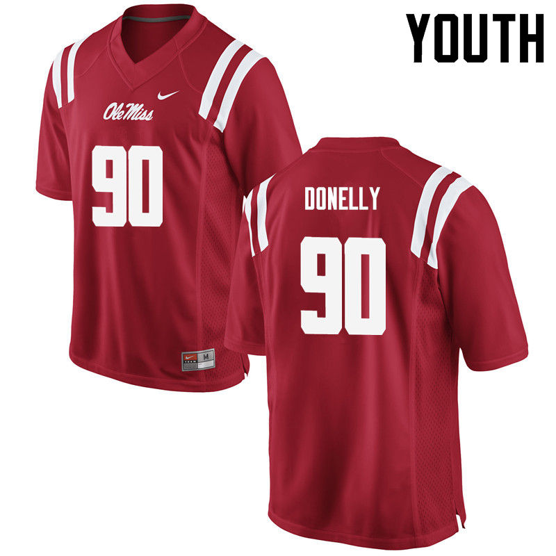 Ross Donelly Ole Miss Rebels NCAA Youth Red #90 Stitched Limited College Football Jersey XKI5558XH